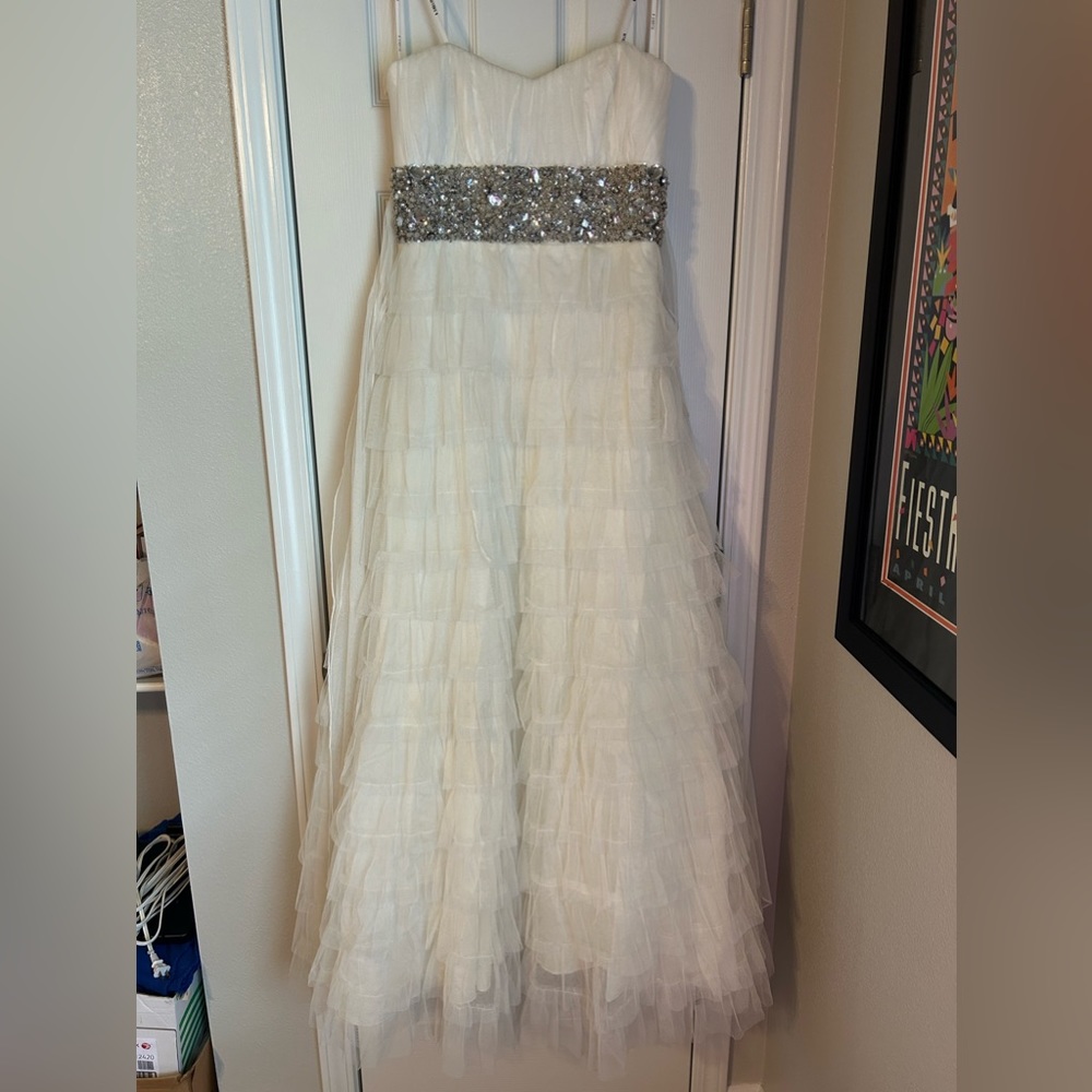 Brand new B. Darlin juniors pleated ruffled tulle dress with rhinestones